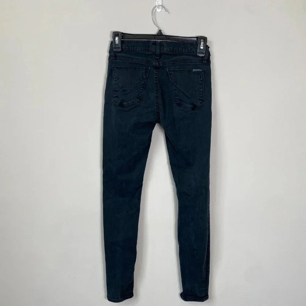 Hudson Womens 25 Krista Low-Rise Super Skinny Ankle Distressed Denim Jeans Black - Picture 3 of 16